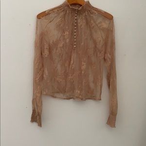 Lace button accent long sleeve top. Never worn.